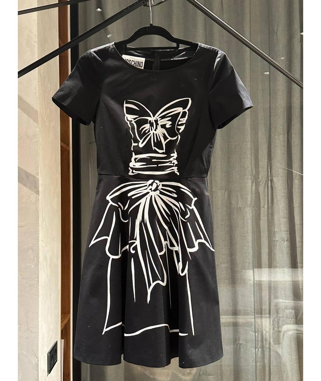 MOSCHINO Черное хлопковое коктейльное платье, фото 3