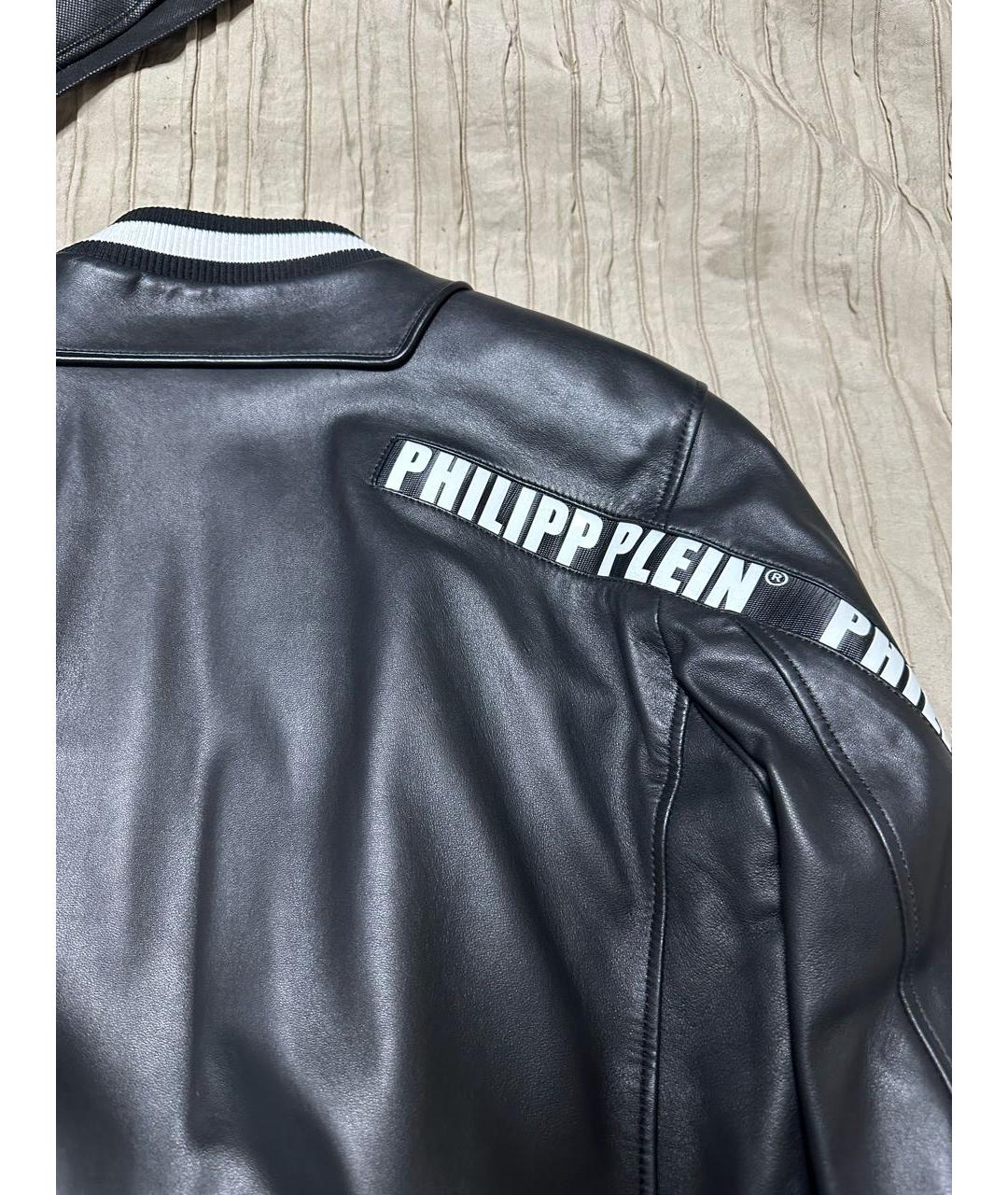 PHILIPP PLEIN Черная кожаная куртка, фото 3