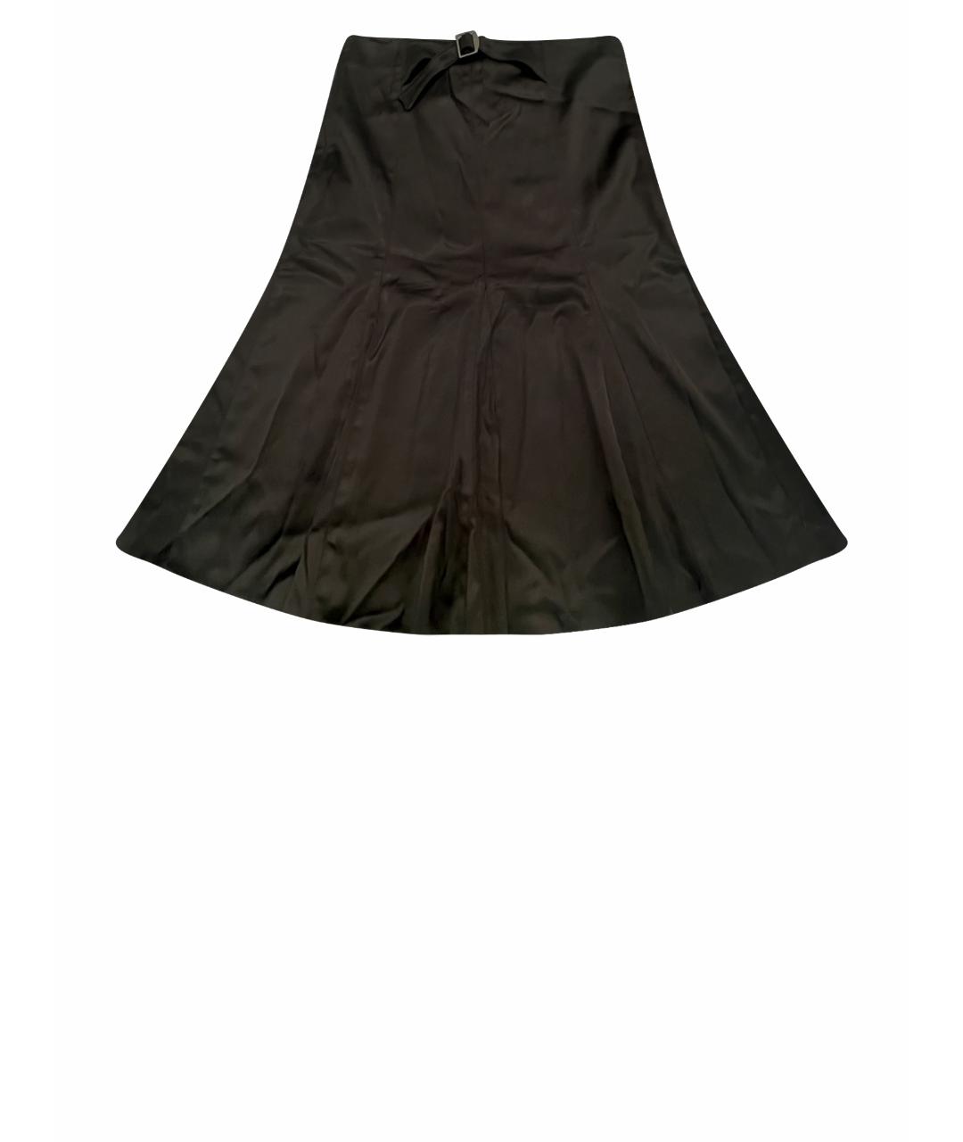 JOHN RICHMOND Черная атласная юбка миди, фото 1