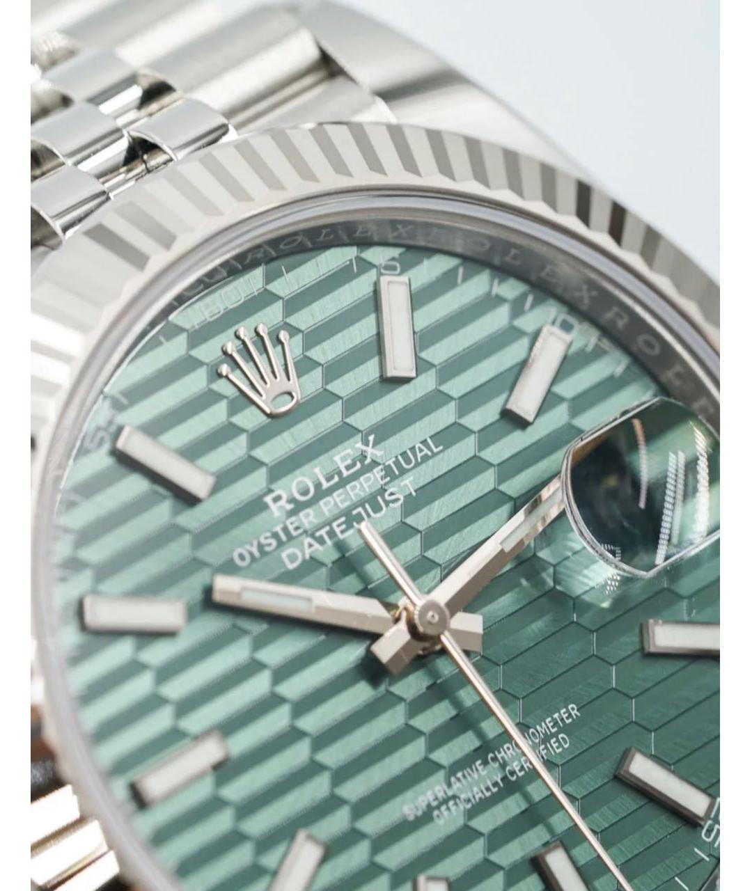 ROLEX Зеленые часы из белого золота, фото 5