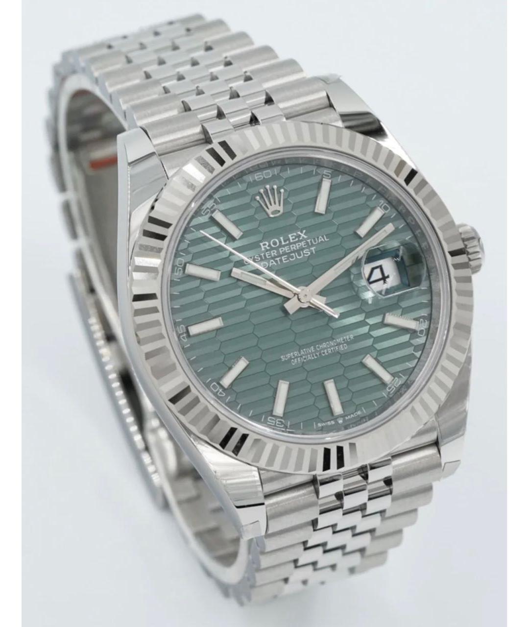 ROLEX Зеленые часы из белого золота, фото 4