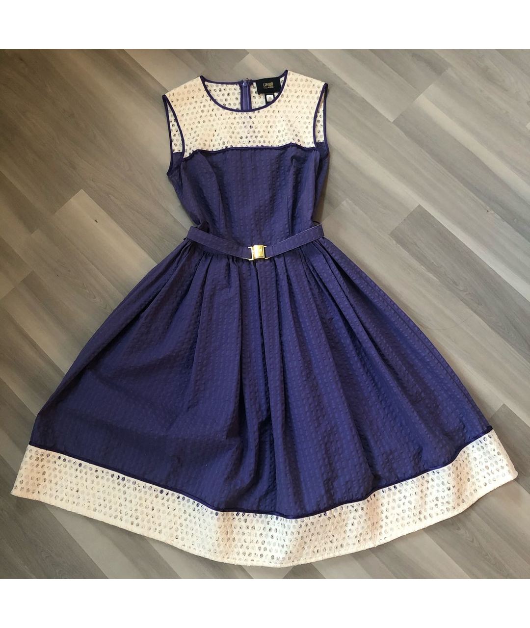 CAVALLI CLASS Фиолетовое шелковое повседневное платье, фото 5