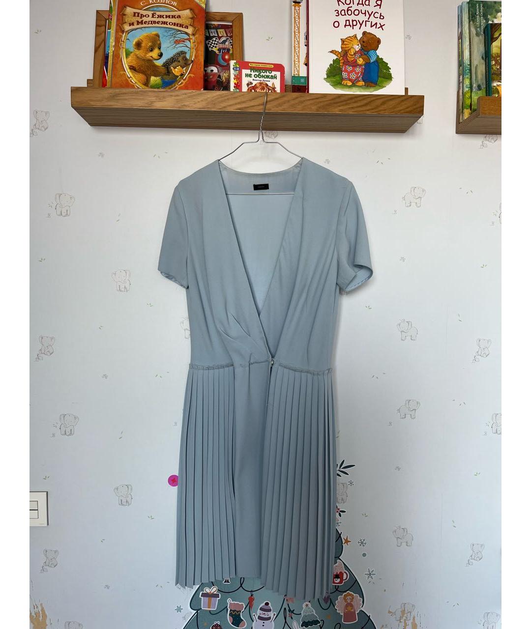 JOSEPH Голубое шелковое коктейльное платье, фото 6