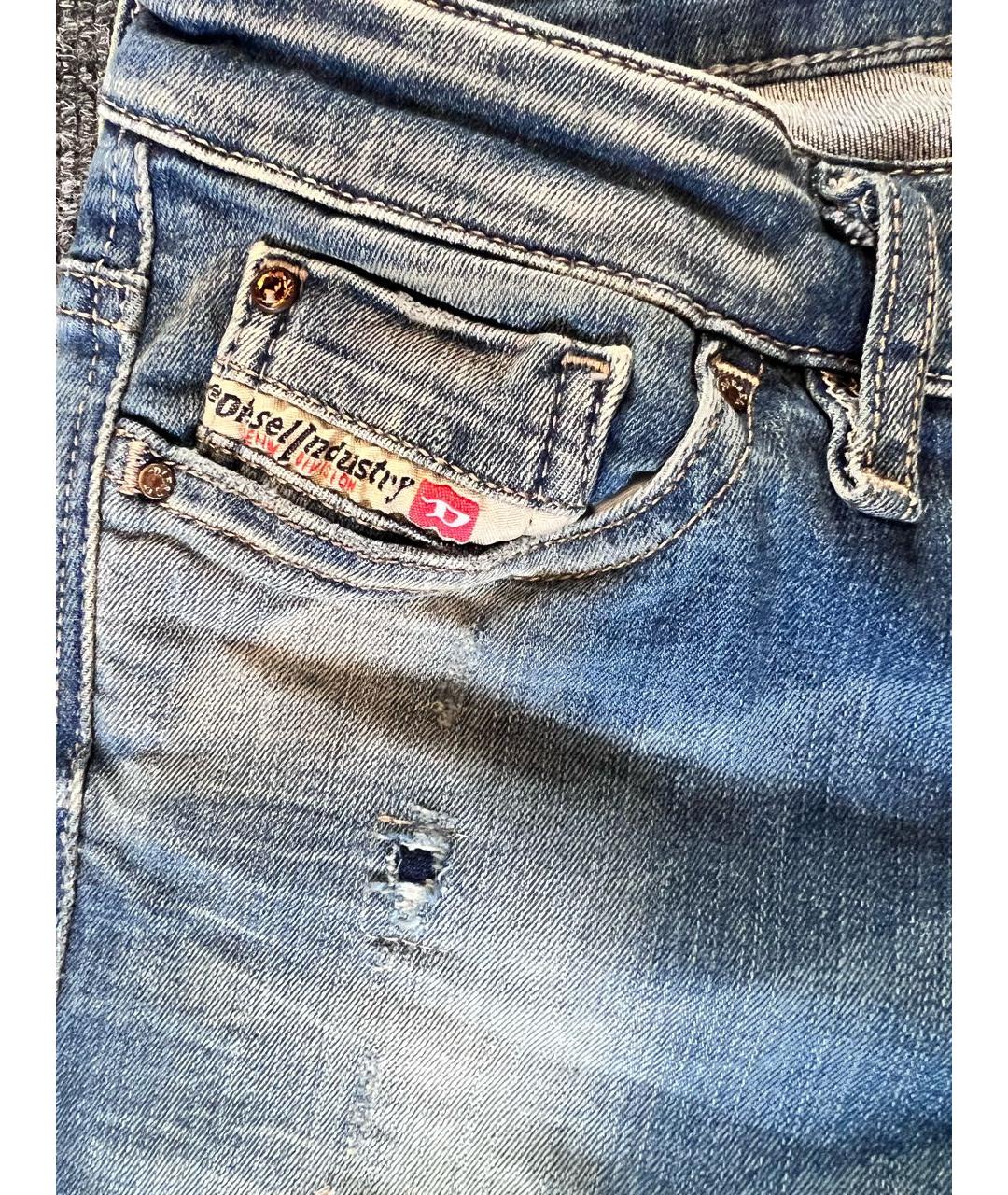 DIESEL Синие хлопко-полиэстеровые джинсы слим, фото 3