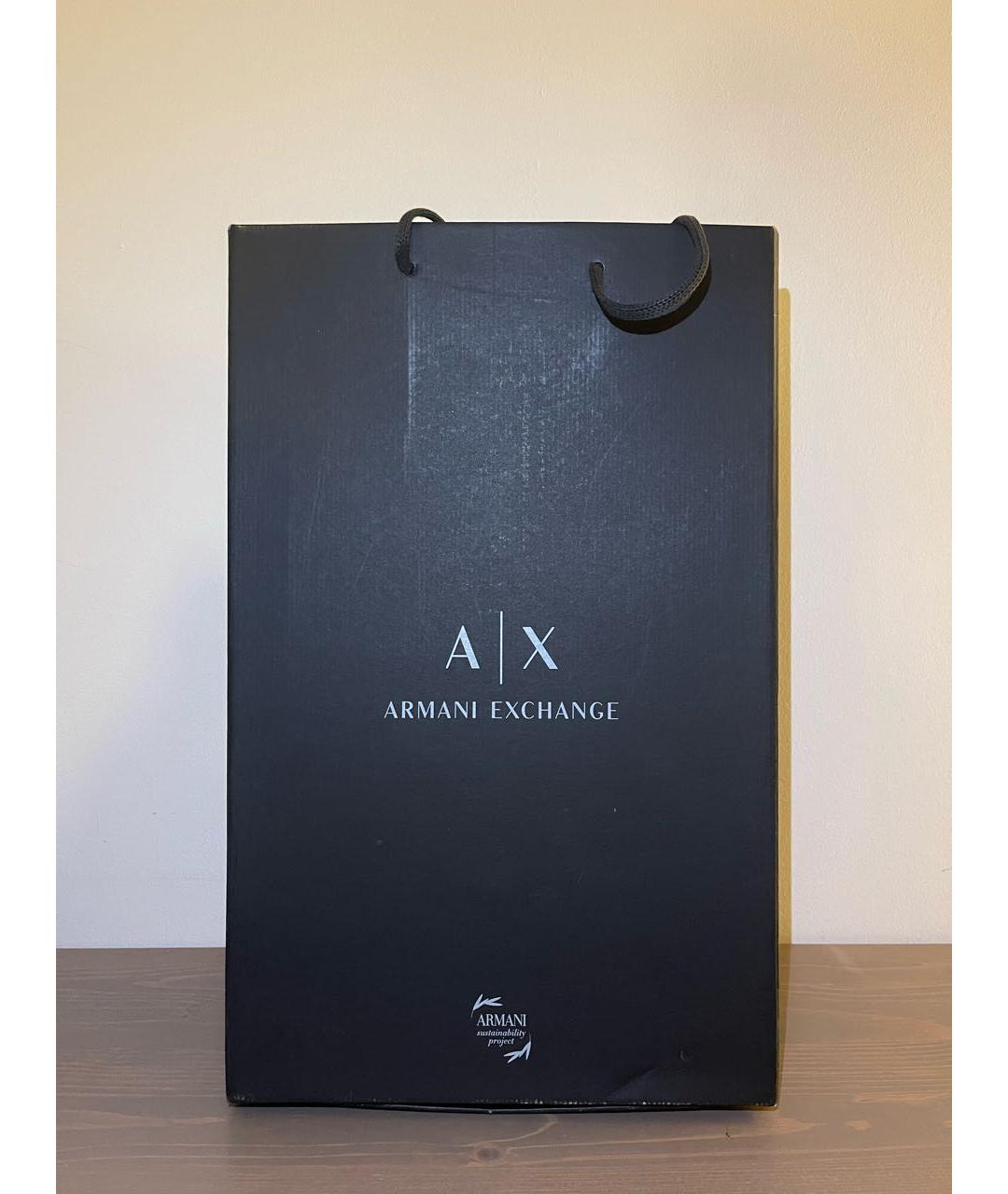 ARMANI EXCHANGE Синие кожаные низкие кроссовки / кеды, фото 6