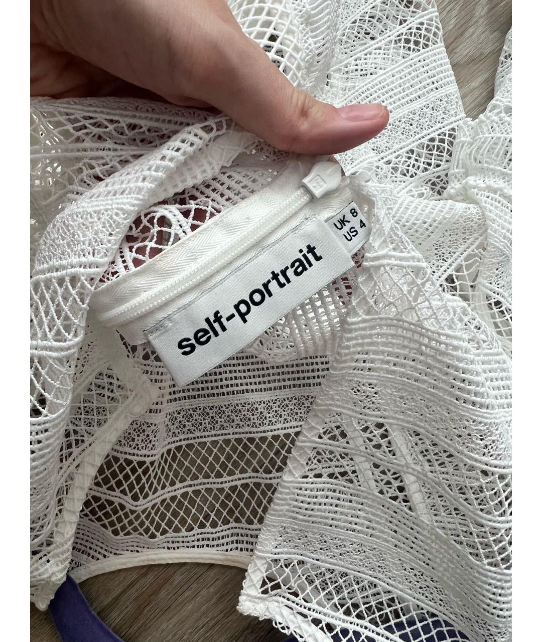 SELF-PORTRAIT Белая кружевная блузы, фото 4