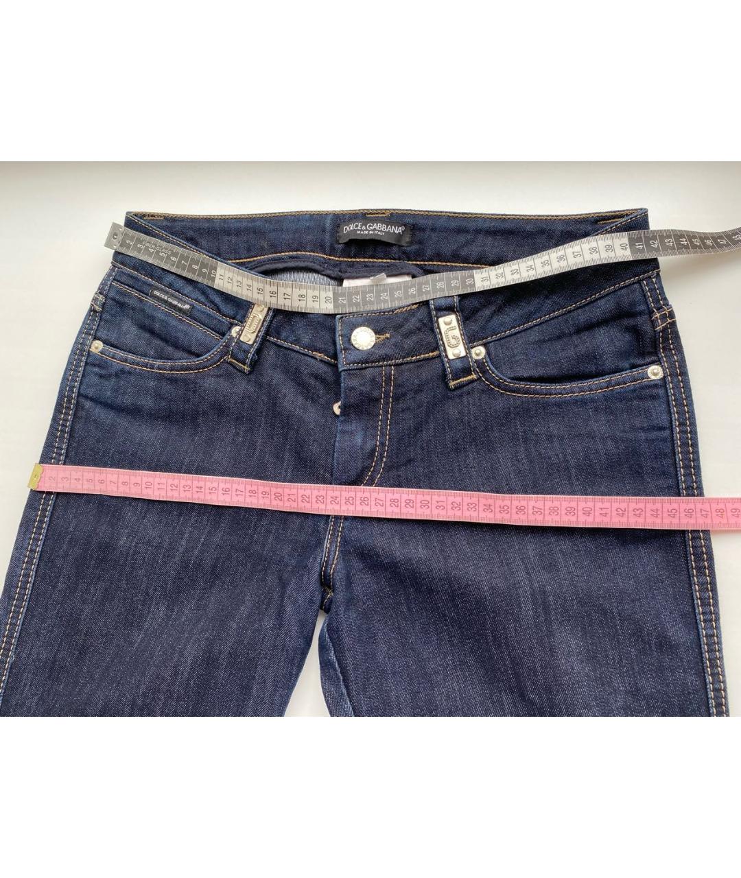 DOLCE&GABBANA Темно-синие хлопко-полиэстеровые прямые джинсы, фото 6