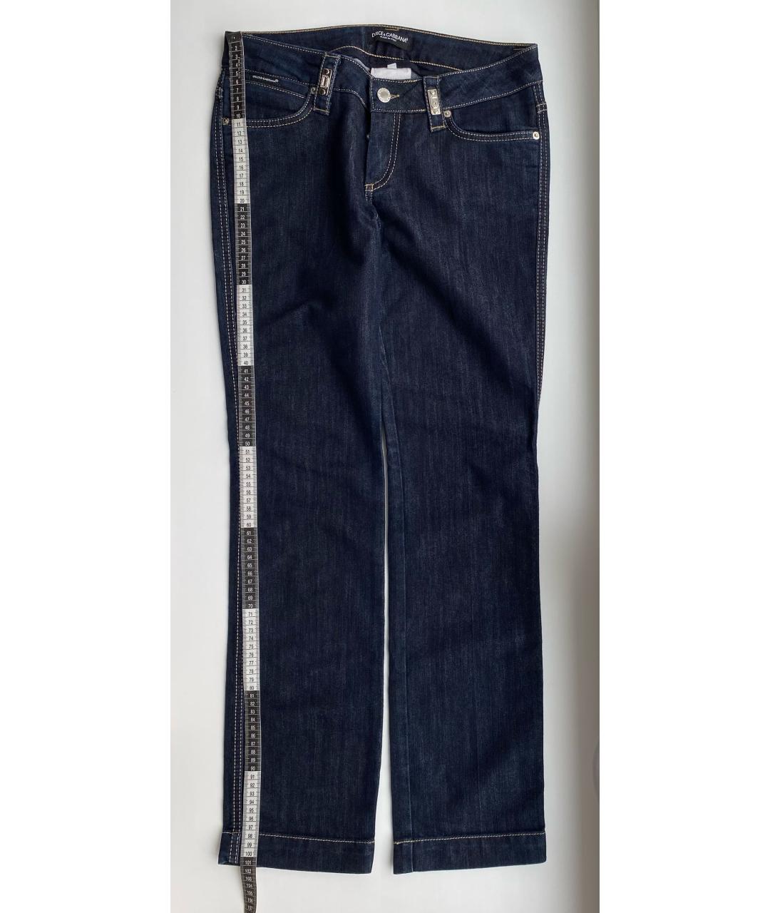 DOLCE&GABBANA Темно-синие хлопко-полиэстеровые прямые джинсы, фото 7