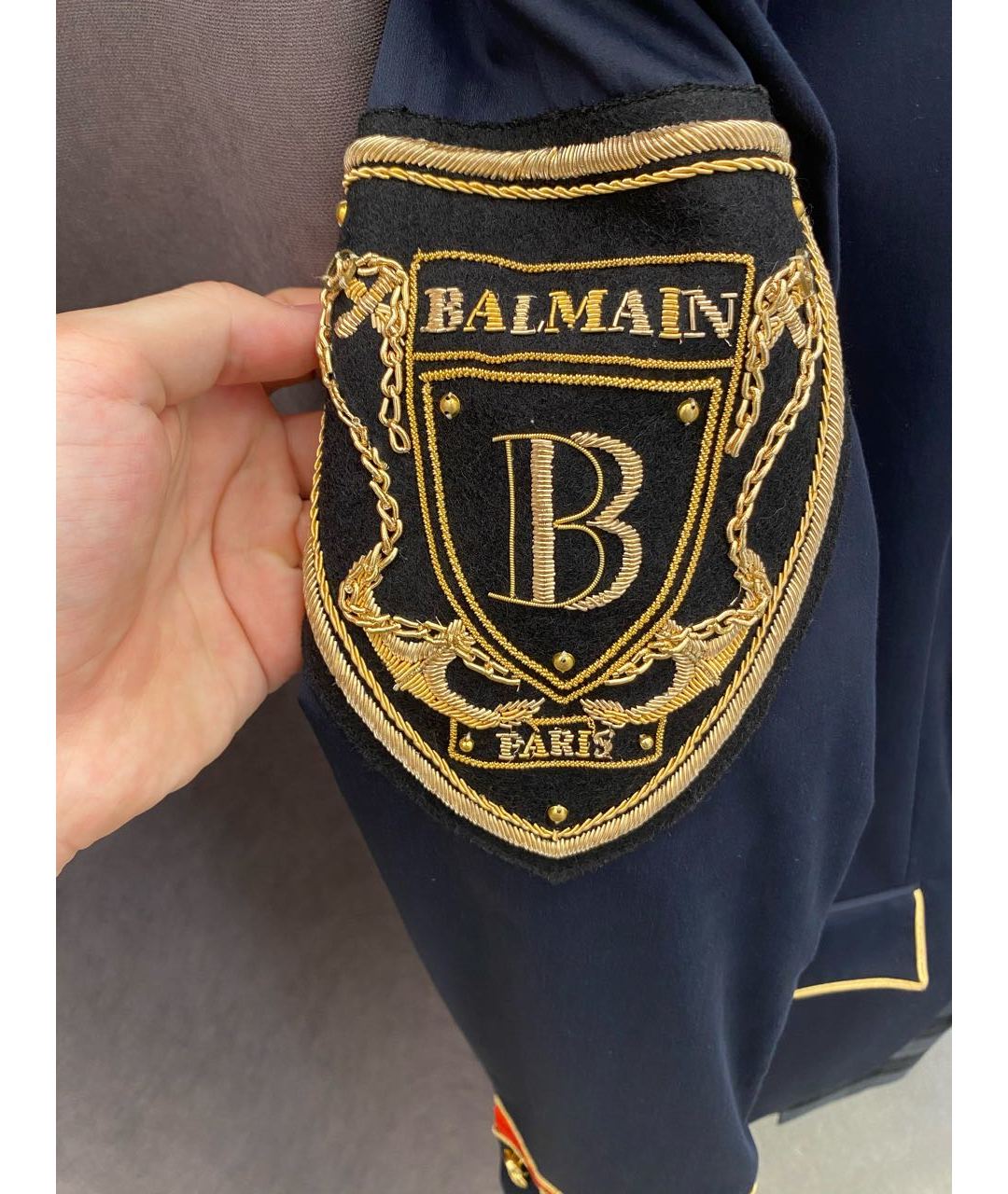 BALMAIN Темно-синий синтетический пиджак, фото 3