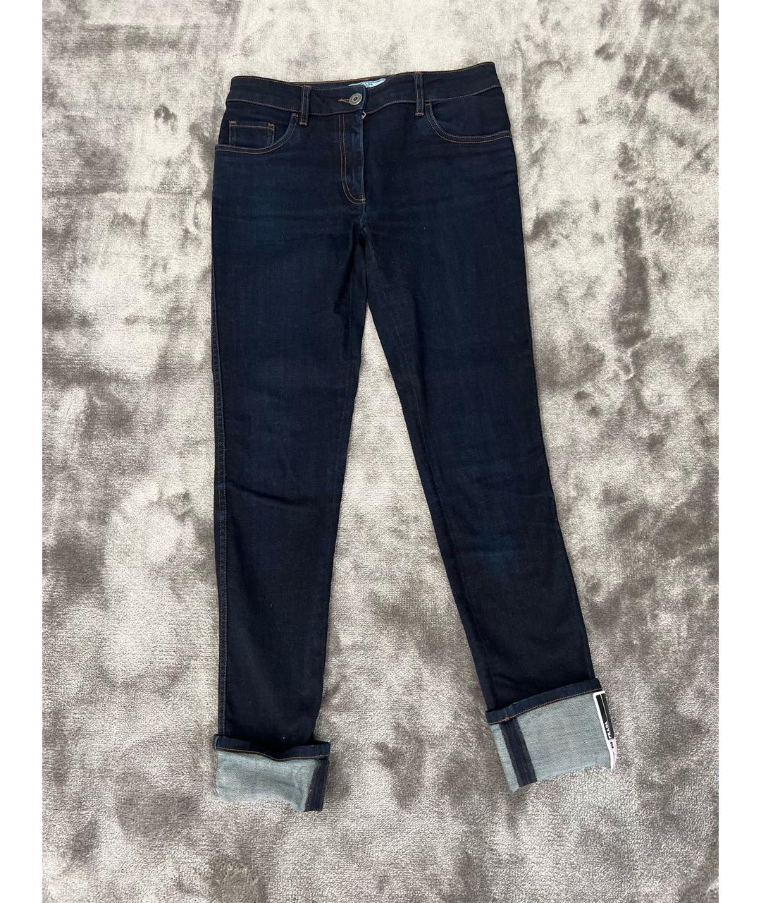 PRADA Темно-синие хлопко-эластановые джинсы слим, фото 7