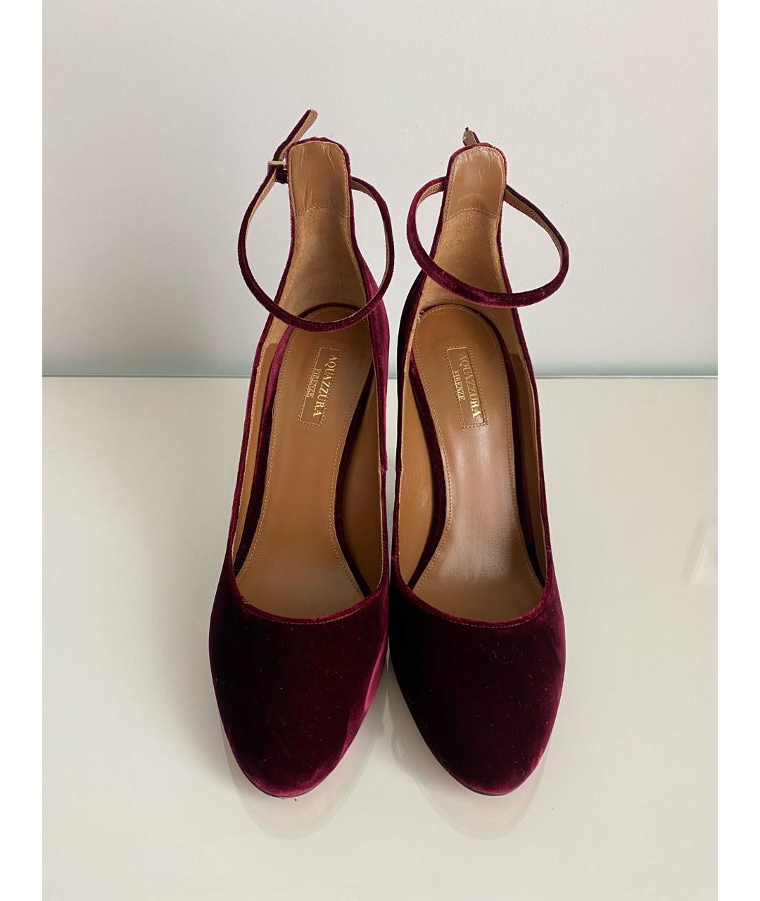 AQUAZZURA Бордовые бархатные туфли, фото 3