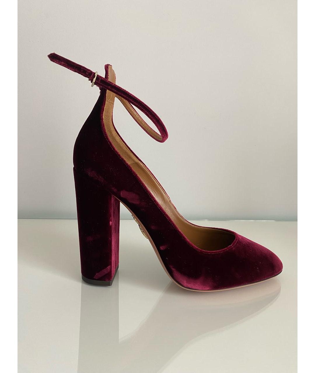 AQUAZZURA Бордовые бархатные туфли, фото 8