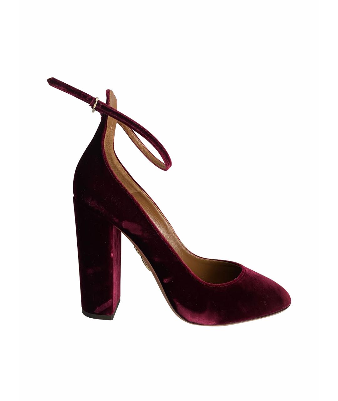 AQUAZZURA Бордовые бархатные туфли, фото 1
