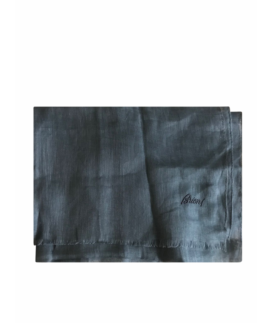 BRIONI Темно-синий льняной шарф, фото 1