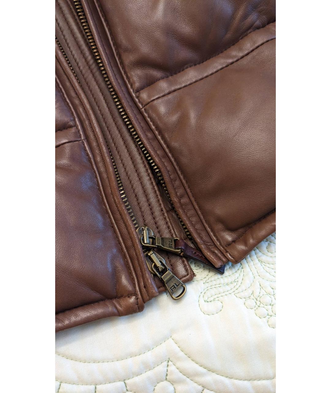 RALPH LAUREN Коричневый кожаный пуховик, фото 4