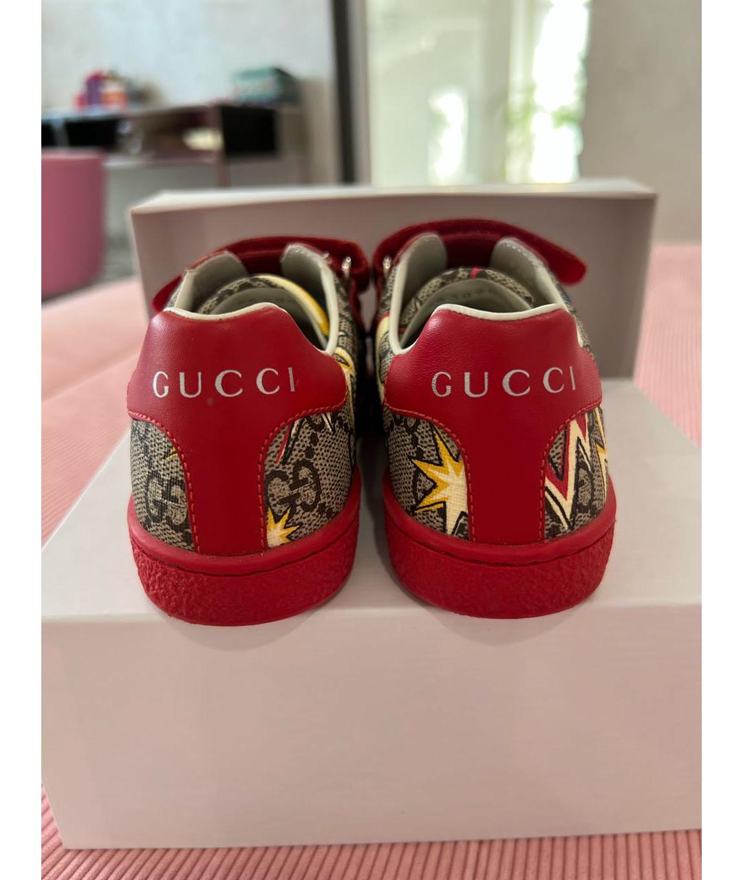 GUCCI KIDS Коричневые кожаные кеды, фото 4