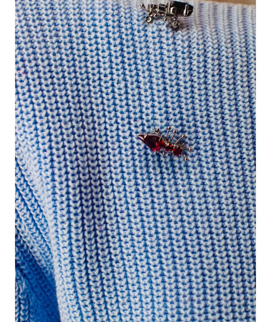 ERMANNO SCERVINO Голубой хлопковый джемпер / свитер, фото 4