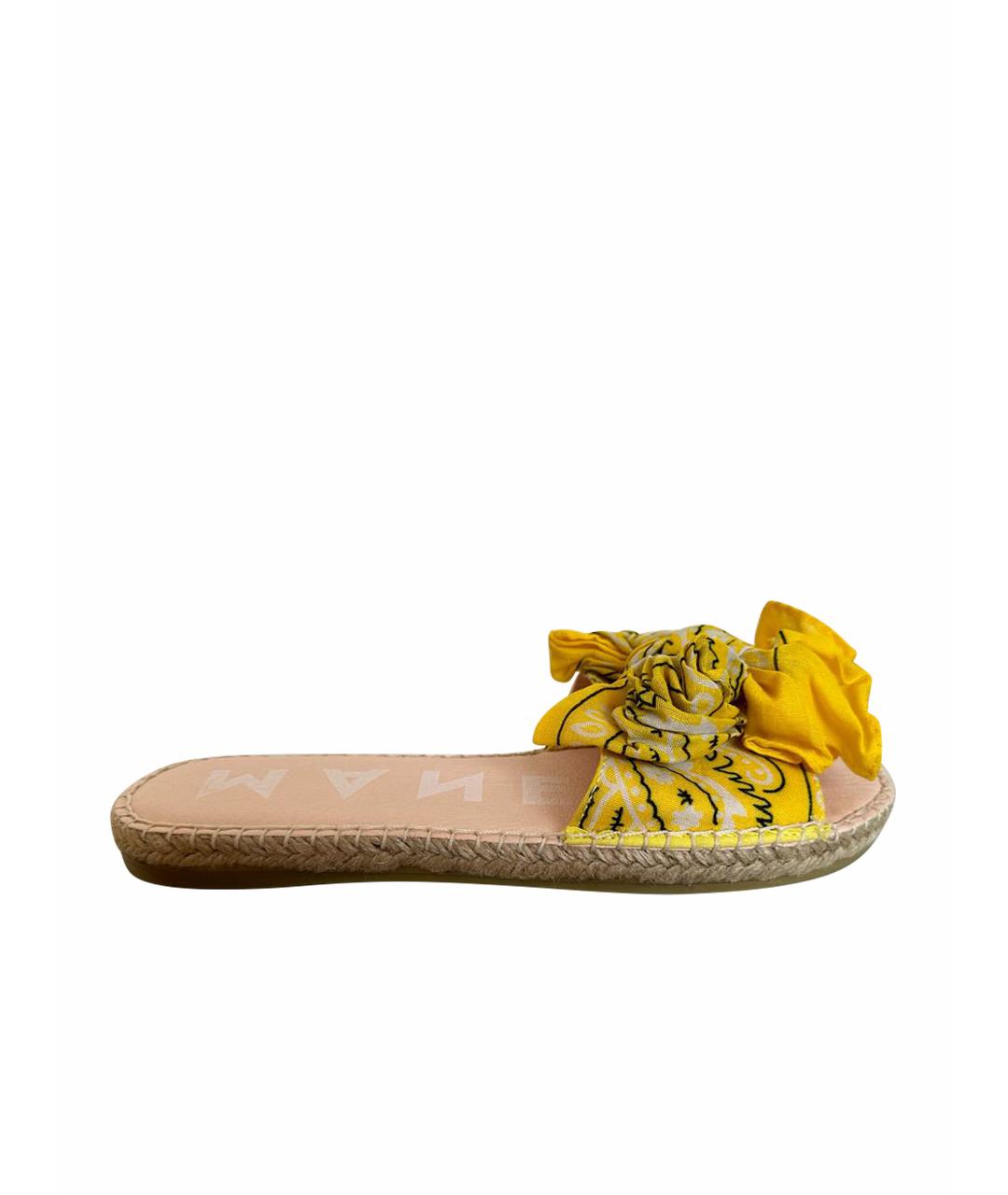 MANEBI Желтые кожаные сандалии, фото 1