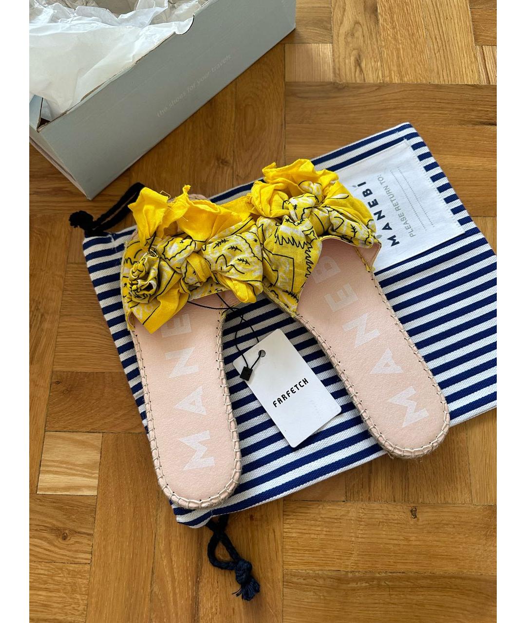 MANEBI Желтые кожаные сандалии, фото 3