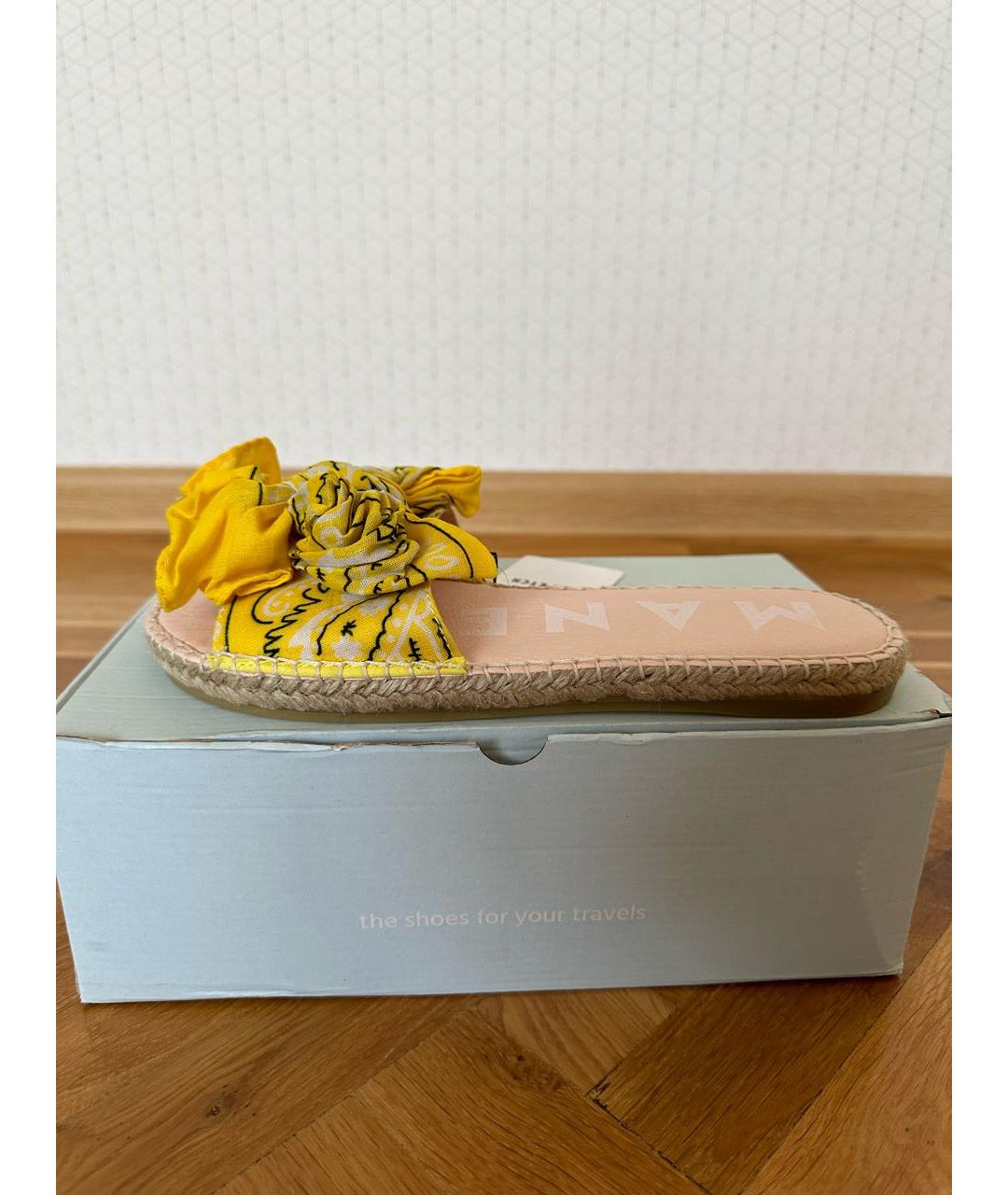 MANEBI Желтые кожаные сандалии, фото 9