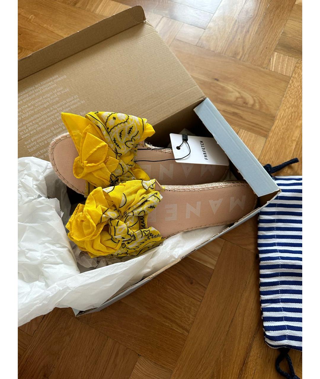 MANEBI Желтые кожаные сандалии, фото 5